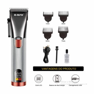 Máquina de Corte Recarregável com Visor Digital 5W BM-C018 - B-Max