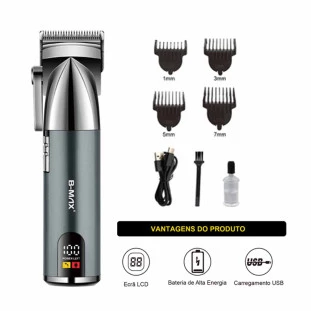 Máquina de Corte Recarregável com Visor Digital 5W BM-C019 - B-Max