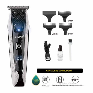 Máquina de Corte Recarregável com Visor Digital 5W BM-C022 - B-Max