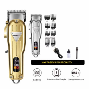 Máquina de Corte Recarregável com Visor Digital 5W BM-C027 - B-Max