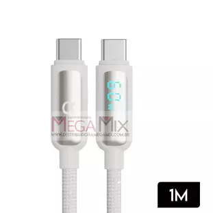 Cabo Turbo Tipo C + Tipo C com Visor 60W 1M CB120 - A'Gold