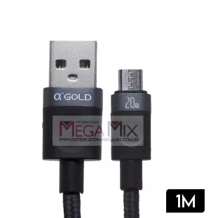 Cabo de Dados USB + Micro USB (V8) 20W 1M CB94-1 - A'Gold