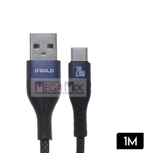 Cabo de Dados USB + Tipo-C 20W 1M CB98-3 - A'Gold