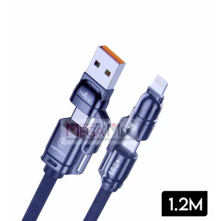 Cabo de Dados 4 em 1 Tipo C/USB + Iphone/Tipo C 1.2M KA-3592-4IN1 - Kapbom