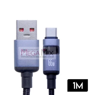 Cabo de Dados USB + Tipo C com Visor 66W 6A 1M KD-101C - Kaidi