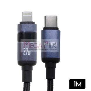 Cabo de Dados USB-C + Iphone com Visor 27W 2A 1M KD-101CL - Kaidi