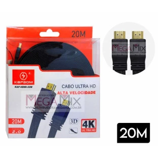Cabo HDMI + HDMI Ultra HD 4K KAP-HDMI-20M - Kapbom