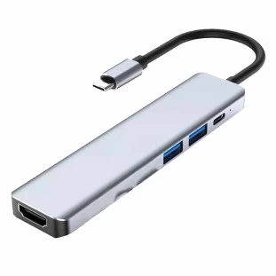 Cabo Conversor 6 em 1 Tipo C para USB 3.0/Tipo C/HDMI/Leitor AU-575 - Altomex