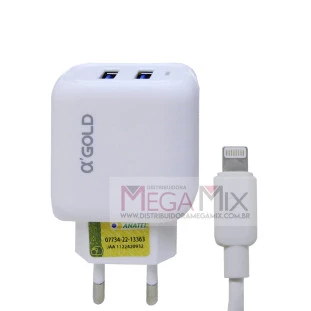 Carregador 2 USB para Iphone 25W 5.1A CA23-2/IOS - A'Gold