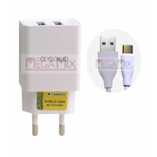 Carregador de Celular Tipo-C + 2 USB 4.1A CA28-3/Tipo-C - A'Gold