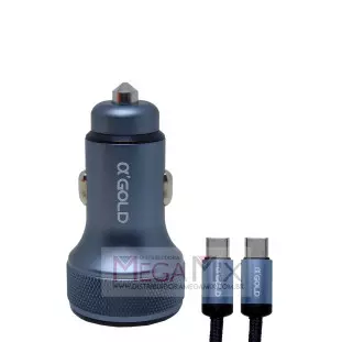 Carregador Veicular USB + USB-C para Tipo-C 60W 9.1A CJ12-3 - A'Gold 