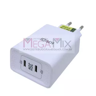 Carregador 2 USB-C 35W 3A CQ-1502 - Kaidi