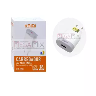 Carregador Turbo 1 USB 18W  KD-550 - Kaidi