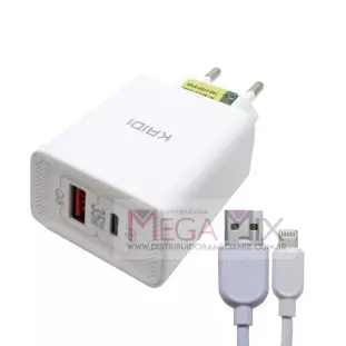 Carregador USB + USB-C para Iphone 35W 3A KD-671A - Kaidi 