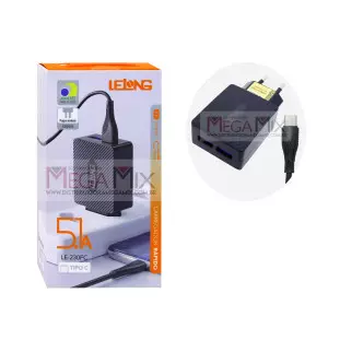 Carregador 2 USB para Tipo C 12.5W 5.1A  LE-230FC - Lelong