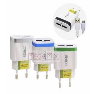 Carregador Turbo 2 USB + Tipo C LE-238FC - Lelong
