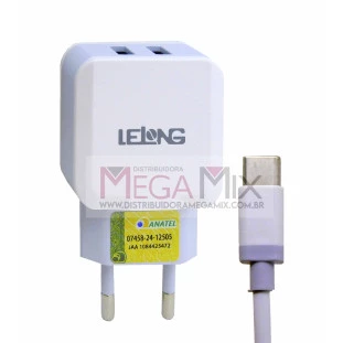 Carregador de Celular Tipo C + 2 USB 5.1A LE-258FC - Lelong