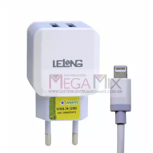 Carregador 2 USB para Iphone 12.5W 5.1A LE-258FP - Lelong