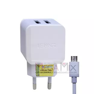 Carregador 2 USB para Micro USB (V8) 12.5W 5.1A LE-258FV - Lelong