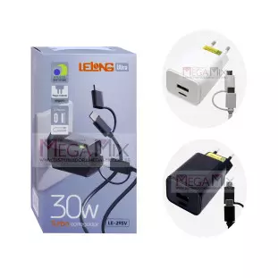Carregador USB + USB-C para Tipo C ou Micro USB V8 30W 3.1A LE-295V - Lelong