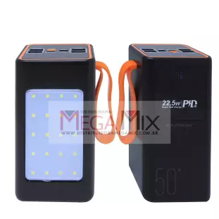 Carregador Portátil PowerBank com Lanterna 50.000mAh KA-9582 - Kapbom