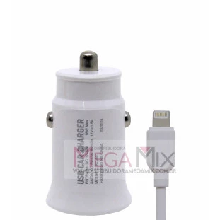 Carregador Veicular USB Cabo Iphone 3A 18W KD-501A- Kaidi