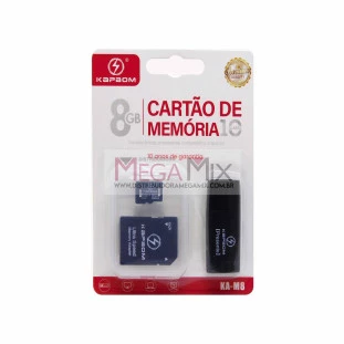 Cartão de Memória 8GB + Leitor USB e Adapt. MMC KA-M8 - Kapbom