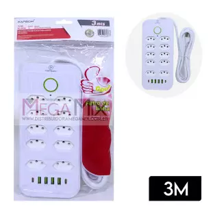Filtro de Linha 10 Tomadas + 4 USB + 2 USB-C 3M KA-7238 - Kapbom