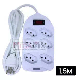 Filtro de Linha 6 Tomadas Bivolt 10A 1,5M SL7506 - Knup