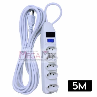 Filtro de Linha 5 Tomadas Bivolt 5M SL7605 - Kapbom
