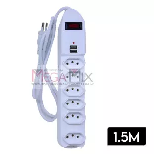 Filtro de Linha 6 Tomadas Bivolt 1.5M SL7609 - Kapbom