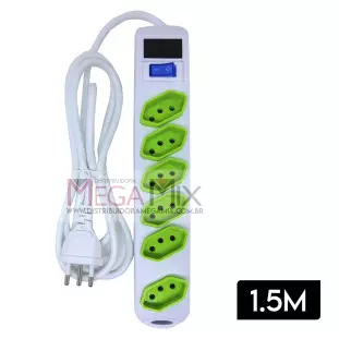 Filtro de Linha 6 Tomadas Bivolt 1.5M SL7616 - Knup