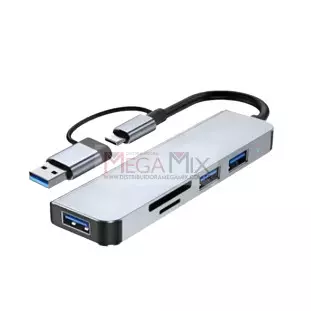 Hub 5 em 1 USB/Tipo C para USB/SD/TF 4032