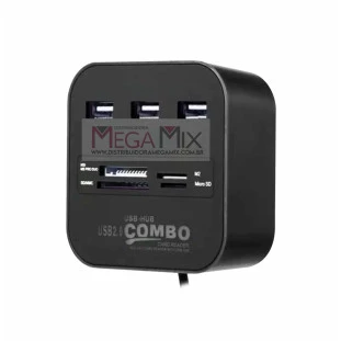 Hub USB 2.0 3 Portas + Leitor de Cartão de Memória HB-T58 - Knup 