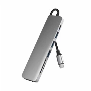Hub 6 em 1 Tipo C para USB 3.0/Tipo C/HDMI/Leitor SD e TF KA-6051 - Kapbom