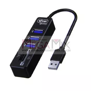 Hub USB 2.0 3 Portas com Leitor de cartão KP-T117 - Knup