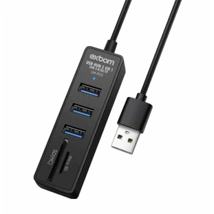 Hub USB 3.0 3 Portas + Leitor de Cartão UH-R32 - Exbom