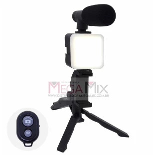 Kit Fotográfico com Luz Led + Microfone + Tripé KA-ZP115 - Kapbom