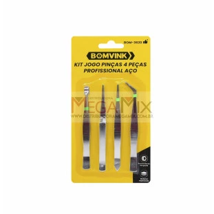 Kit de Pinças 4 Peças em Aço BOM-3620 - Bomvink