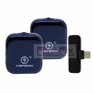 Microfone de Lapela Duplo S/Fio Tipo C e Iphone KA-R10-IP-3 - Kapbom