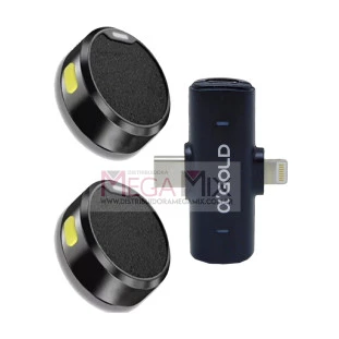 Microfone de Lapela Duplo S/Fio Tipo C + Iphone MCF-38D - A'Gold
