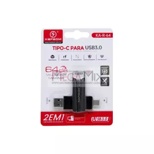 Pendrive 64GB 2 em 1 (USB 3.0 + Tipo C)  KA-R-64 - Kapbom