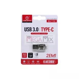 Pendrive 32GB 2 em 1 (USB 3.0 + Tipo C) KA-T-32 - Kapbom
