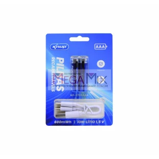 Pilha AAA Recarregável USB-C c/2 400mAh KP-2700AAA - Knup