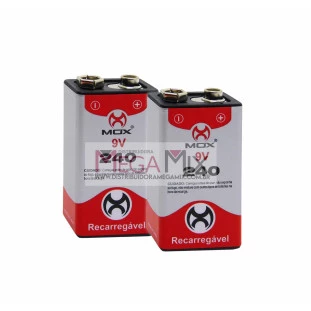 Bateria 9V Recarregável 240mAh Ni-MH MO-9V240-C2 - Mox