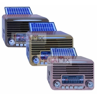 Rádio Portátil Recarregável Bluetooth com Placa Solar AM/FM/SW/USB KA-3190- Kapbom