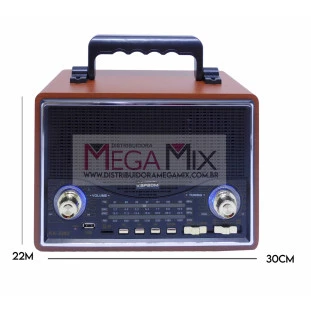  Rádio Recarregável Bluetooth FM/AM/SW/USB/AUX/TF KA-3302- Kapbom