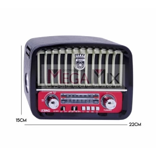 Rádio Retrô Recarregável com Bluetooth AM/FM/USB/SW LE-601 - Lelong 