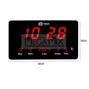 Relógio Digital de Parede OIH-6215 - Oásis