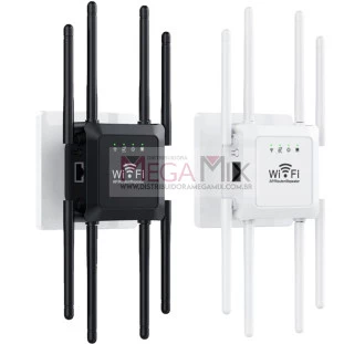 Repetidor de Sinal WI-FI 2.4GHz/5GHz 1200Mbps com 8 Antenas KP-RW408/G - Knup